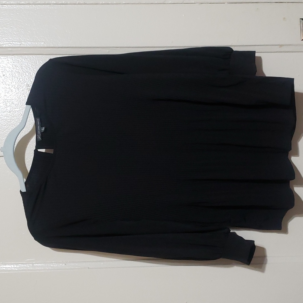 Adrianna Papell Solid Moss Crepe Pleated Top (M)